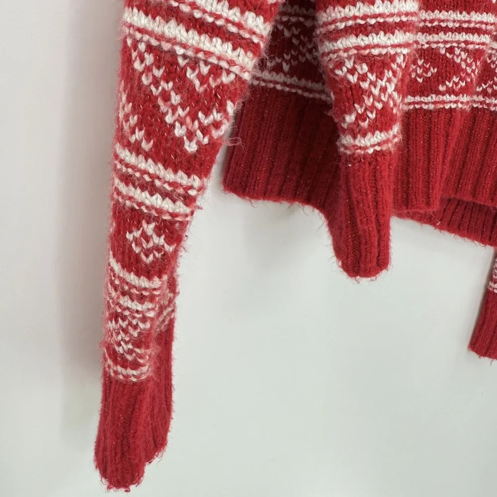 American Eagle AE Fair Isle Knit Pullover Cropped‎ Sweater Sz XS Winter Boho